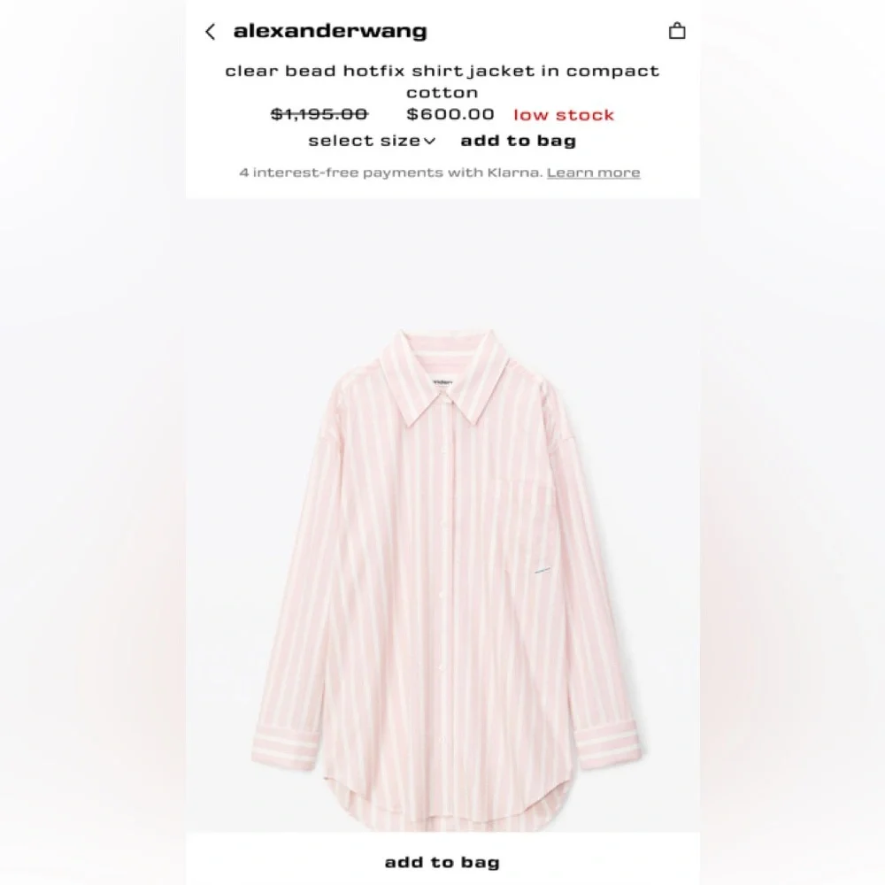 Alexander Wang clear bead hotfix shirt jacket in compact cotton - Picture 2 of 2